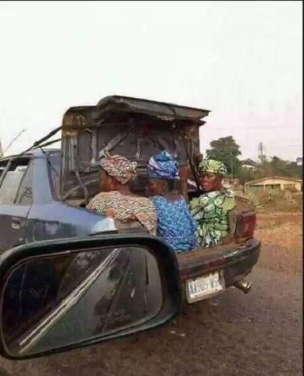 Is This Poverty or Foolishness? Everybody is Talking About These Old Women Huddled in the Boot of a Car (Photo)